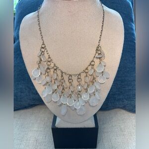 Elegant Silver and White Teardrop Necklace